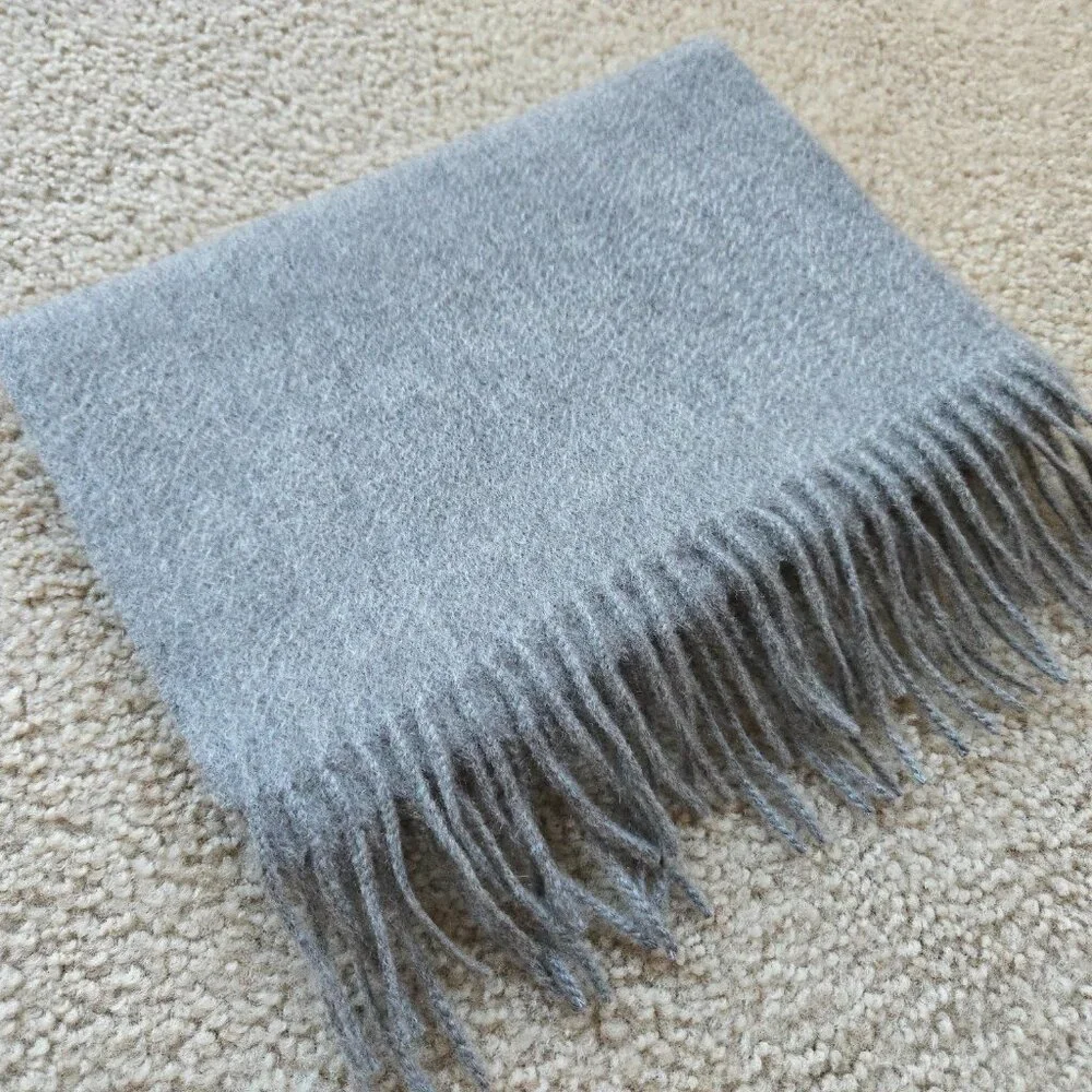 NWOT Grey Cashmere Fringed Scarf